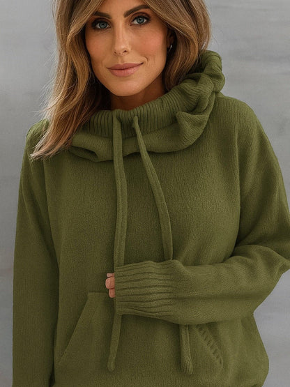 Olive Cozy Hooded Sweater